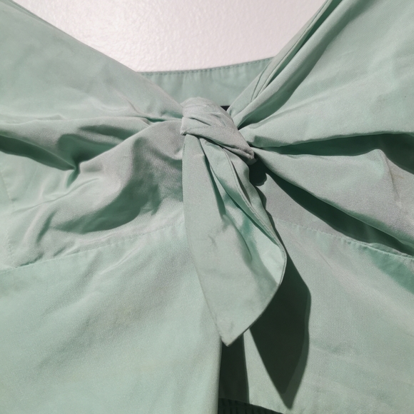 Zara Limited Edition Pastel Green Puff Sleeve One Shoulder Large Crop Top - Picture 4 of 10